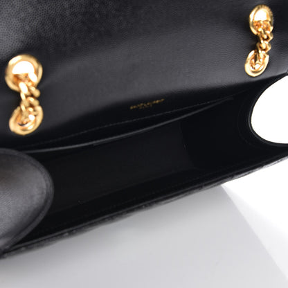 Saint Laurent Grain De Poudre Matelasse Chevron Medium Monogram Satchel Black 5 of 7