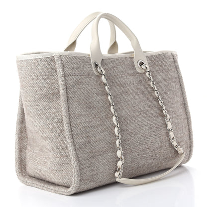 Chanel Mixed Fibers Calfskin Medium Deauville Tote Light Grey 3 of 10