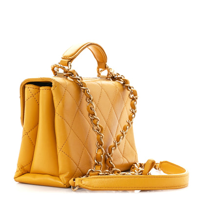 Chanel Lambskin Quilted Trendy Spirit Top Handle Flap Yellow 3 of 11