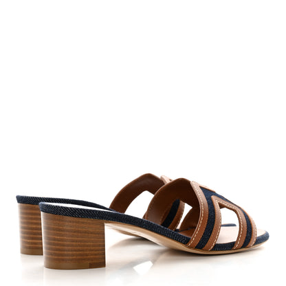 Hermes Calfskin Denim Oasis Sandals 36 Bleu Brut Gold 4 of 9