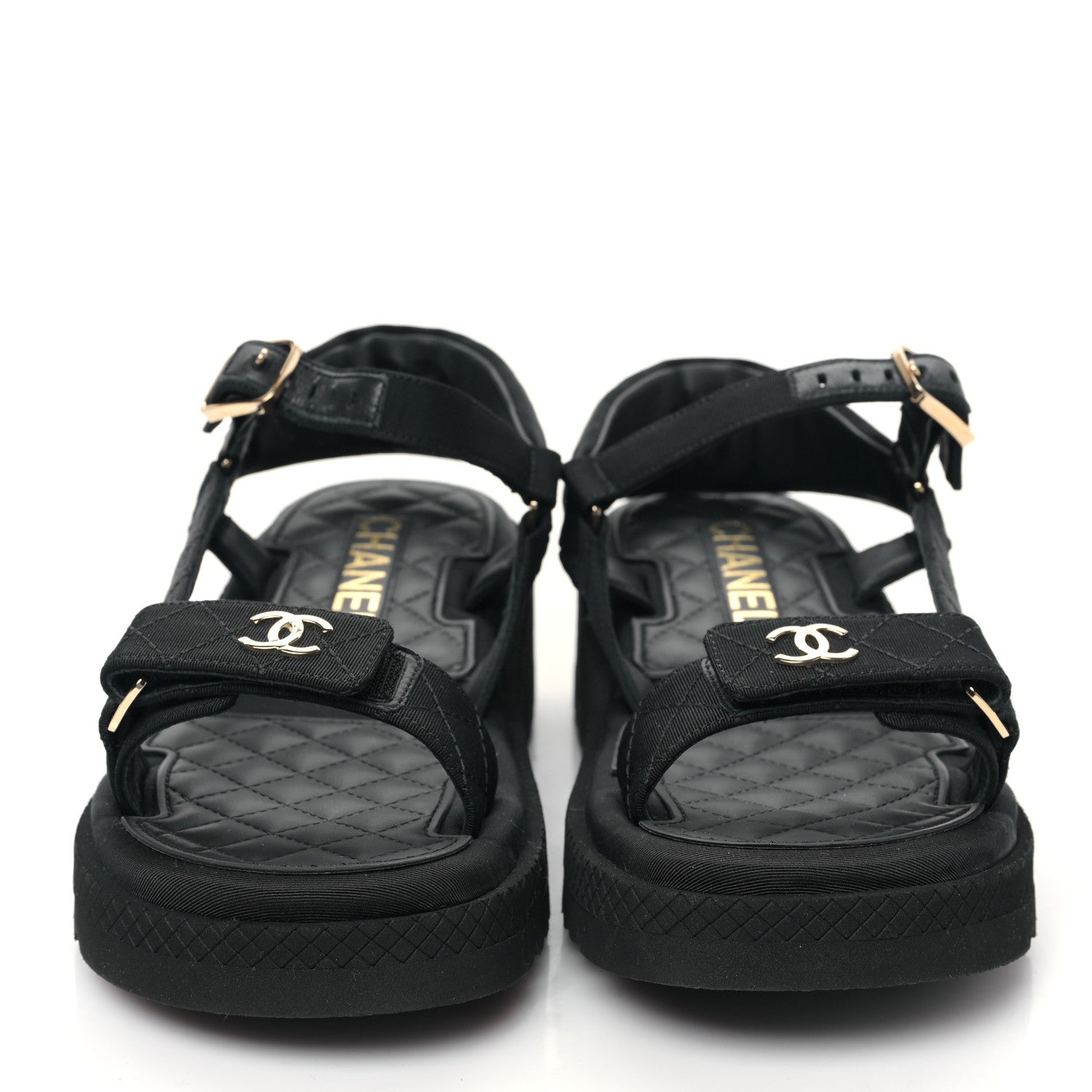 Chanel Grosgrain CC Platform Sandals 37 Black 2 of 9