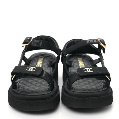 Chanel Grosgrain CC Platform Sandals 37 Black 2 of 9