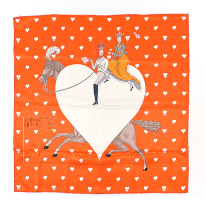 Hermes Silk Tea Time Scarf 70 Orange Gris White 1 of 3