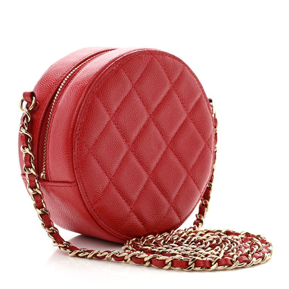 Chanel Caviar Quilted Round Clutch With Chain Red 3 of 12