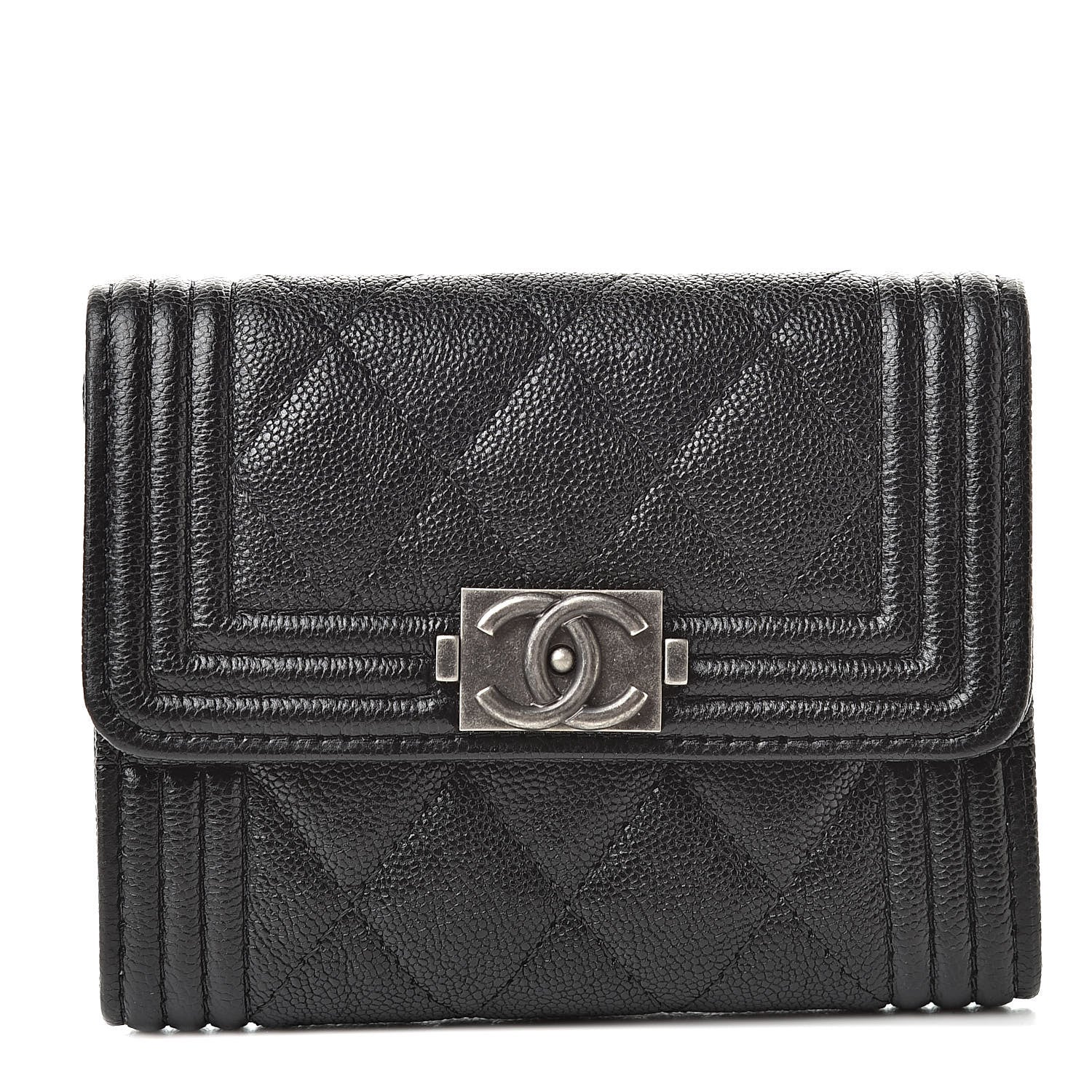 Chanel Caviar Quilted Boy Flap Card Holder Black 1 of 9