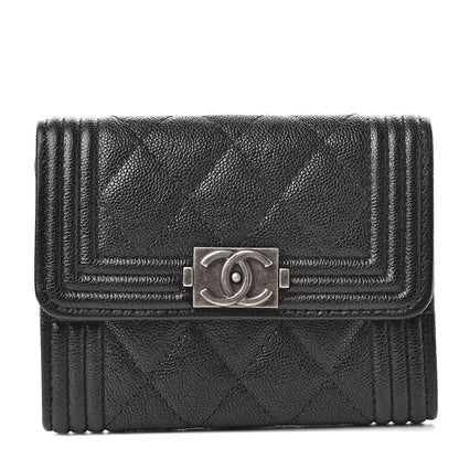 Chanel Caviar Quilted Boy Flap Card Holder Black 1 of 9