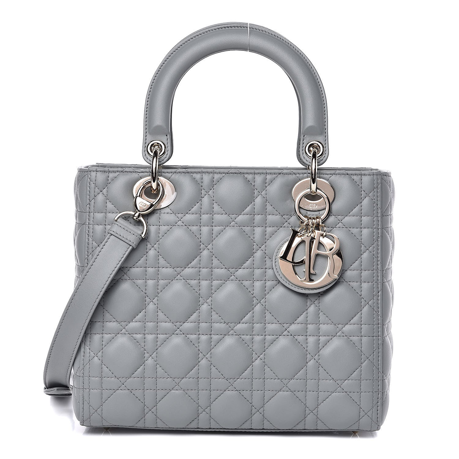 Christian Dior Lambskin Cannage Medium Lady Dior Grey 1 of 14