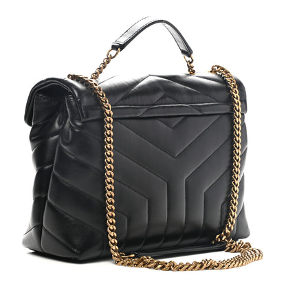 Saint Laurent Calfskin Y Quilted Monogram Small Loulou Chain Satchel Black 3 of 9