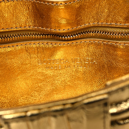 Bottega Veneta Metallic Calfskin Intreccio Plisse Cassette Crossbody Bag Gold 6 of 10