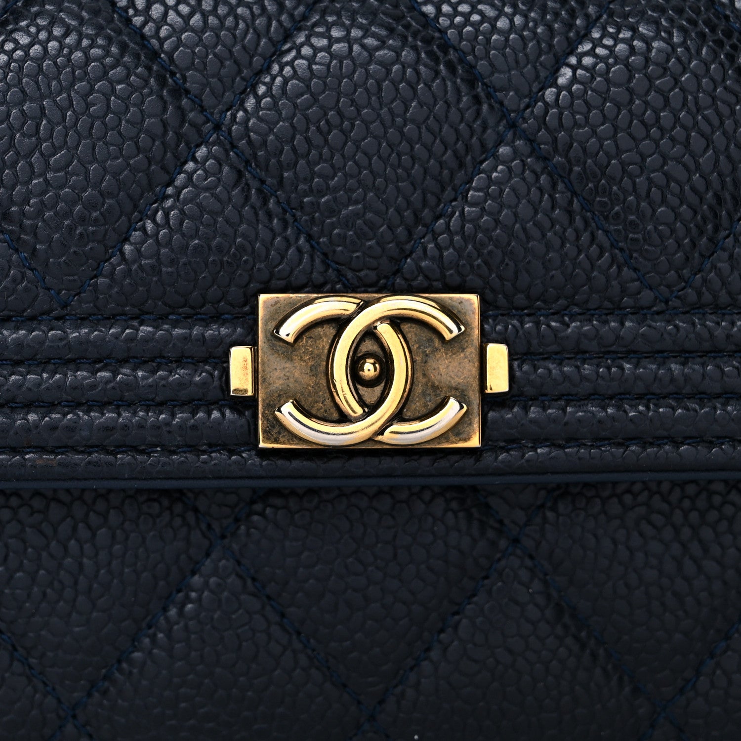 Chanel Caviar Quilted Large Boy Gusset Flap Wallet Blue 19 of 20