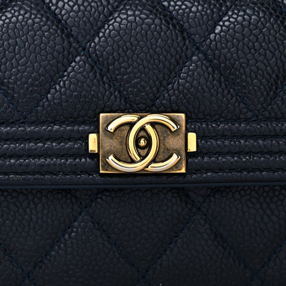 Chanel Caviar Quilted Large Boy Gusset Flap Wallet Blue 19 of 20