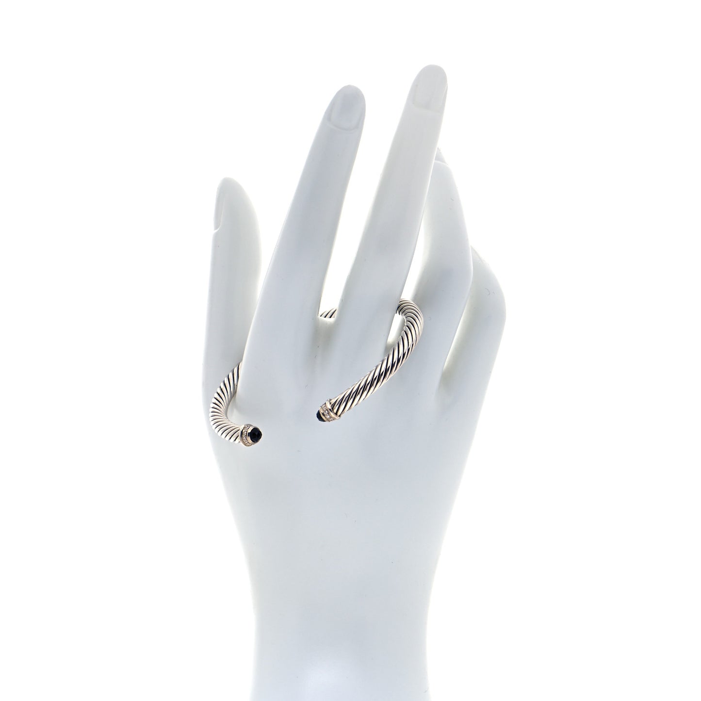 Sterling Silver Diamond Black Onyx 5mm Cable Classics Bracelet