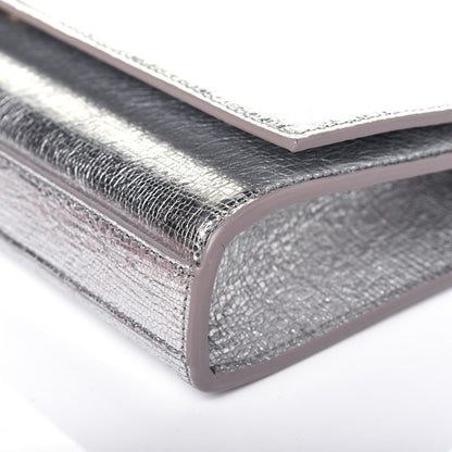 Saint Laurent Textured Metallic Calfskin Classic Monogram Cassandre Clutch Silver 11 of 15