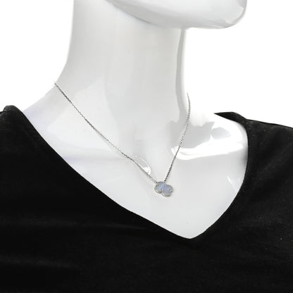 Van Cleef & Arpels 18K White Gold Chalcedony Vintage Alhambra Pendant Necklace 2 of 5