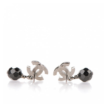 Chanel Ruthenium Bead CC Drop Earrings Black 3 of 4