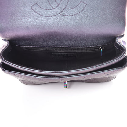 Chanel Iridescent Goatskin Quilted Small Double Carry Waist Chain Flap Purple 5 of 12