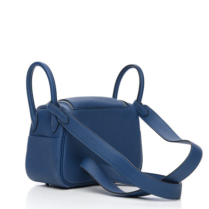 Hermes Taurillon Clemence Mini Lindy 20 Deep Bleu 2 of 9