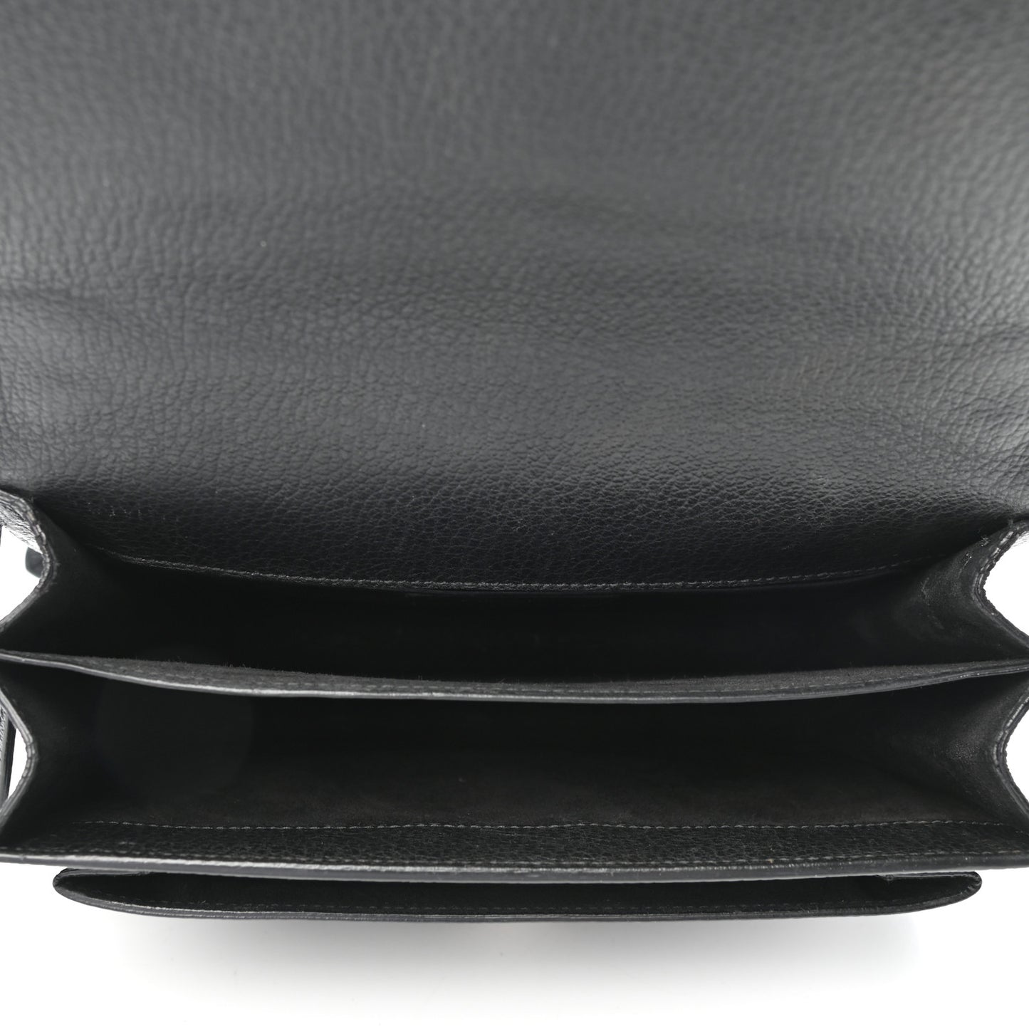 Grained Calfskin Medium Monogram Sunset Satchel Black