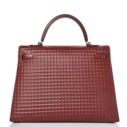 Hermes Barenia Sellier Waffle Kelly 35 Rouge H 5 of 34