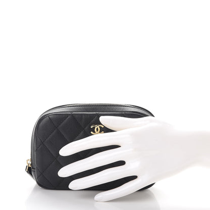 Chanel Caviar Quilted Small Curvy Pouch Cosmetic Case Black 2 of 8