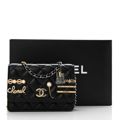 Chanel Lambskin Quilted Coco Clips Mini Wallet On Chain WOC Black 11 of 11