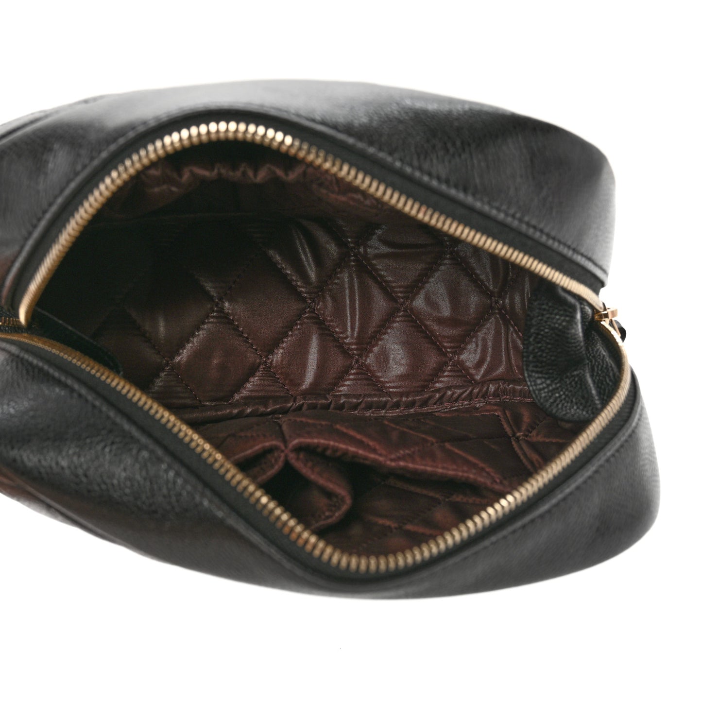 Caviar Quilted Curvy Pouch Cosmetic Case Black