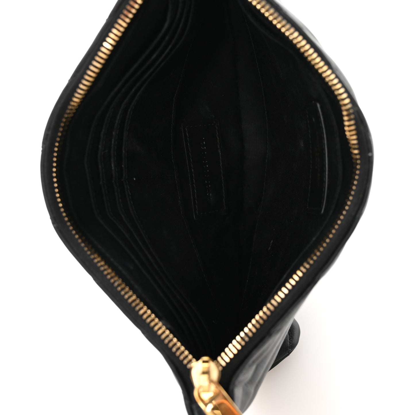 Calfskin Matelasse Chevron Monogram A5 Wristlet Black