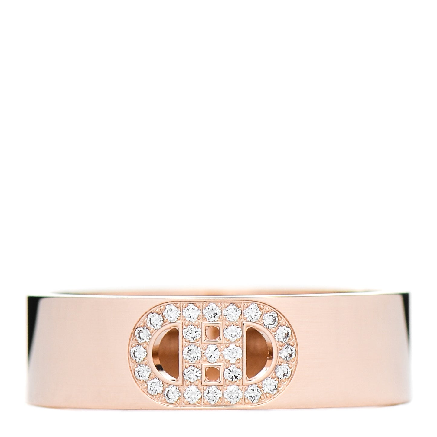 18K Rose Gold Diamond PM H D'Ancre Ring 53 6.25
