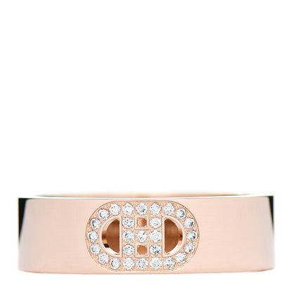 Hermes 18K Rose Gold Diamond PM H D'Ancre Ring 53 6.25 1 of 5