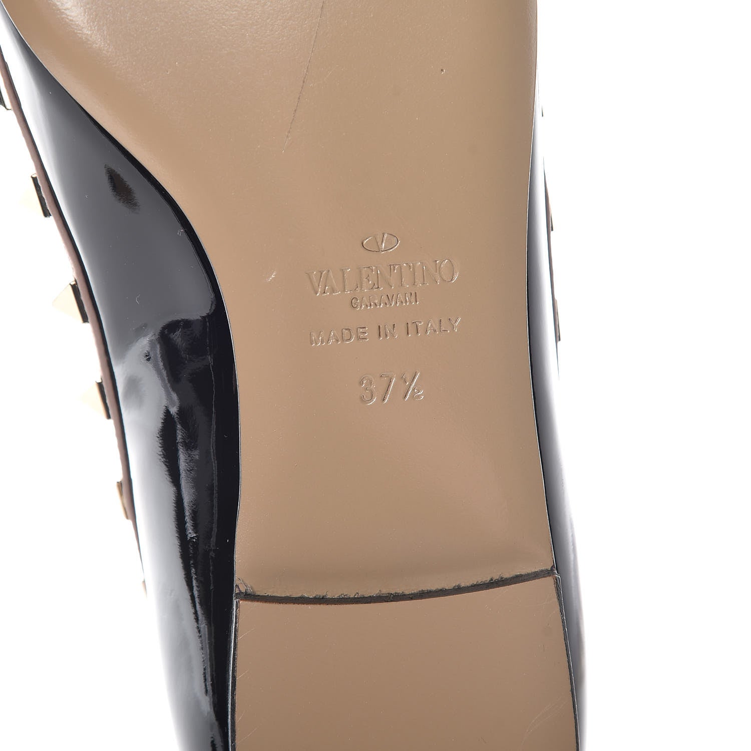 Valentino Garavani Patent Nappa Rockstud Ballerina Flats 37.5 Black Poudre 6 of 14