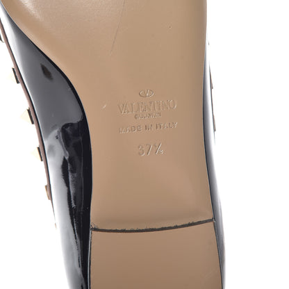 Valentino Garavani Patent Nappa Rockstud Ballerina Flats 37.5 Black Poudre 6 of 14