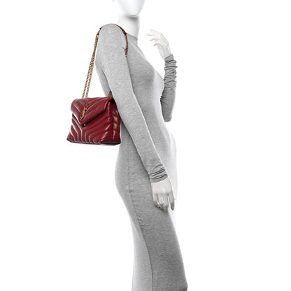 Saint Laurent Calfskin Y Quilted Monogram Small Loulou Chain Satchel Red 2 of 11