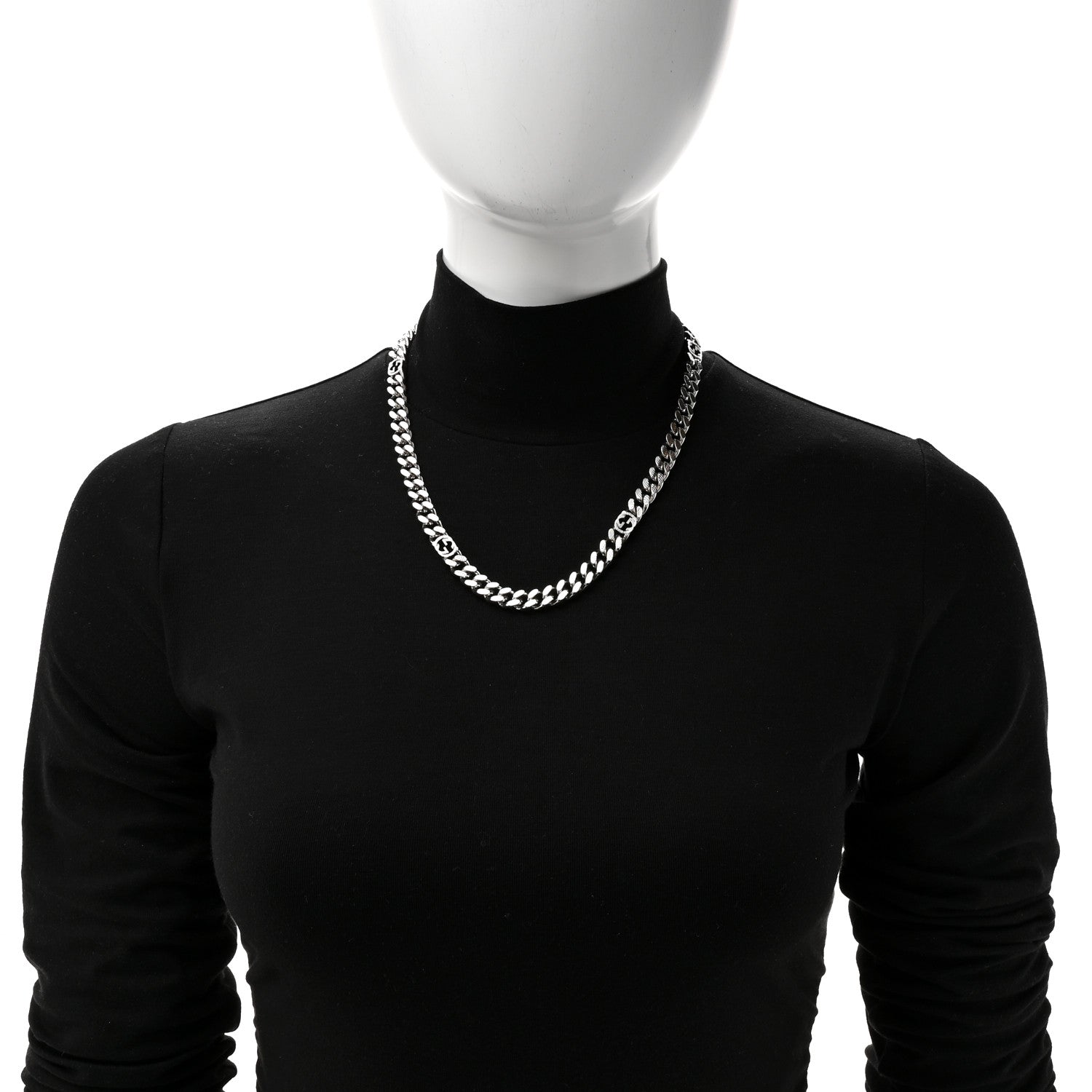 Gucci Palladium Interlocking G Gurmette Chain Necklace Silver 2 of 5