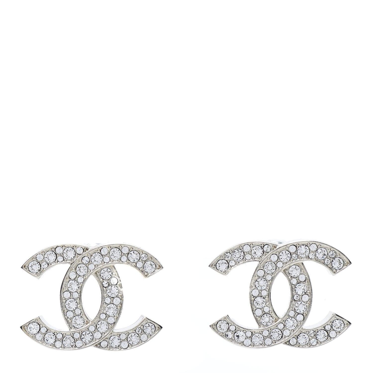 Chanel Crystal CC Large Stud Earrings Gold 1 of 5