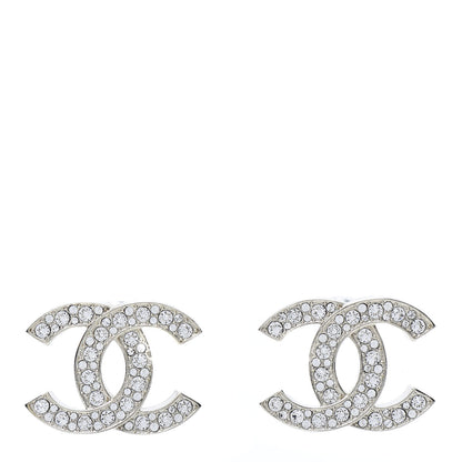 Chanel Crystal CC Large Stud Earrings Gold 1 of 5