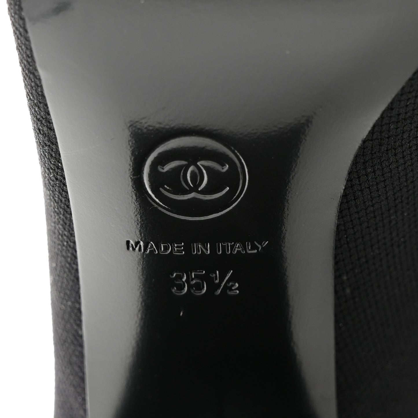 Patent Knit Cap Toe CC Sock Boots 35.5 Black