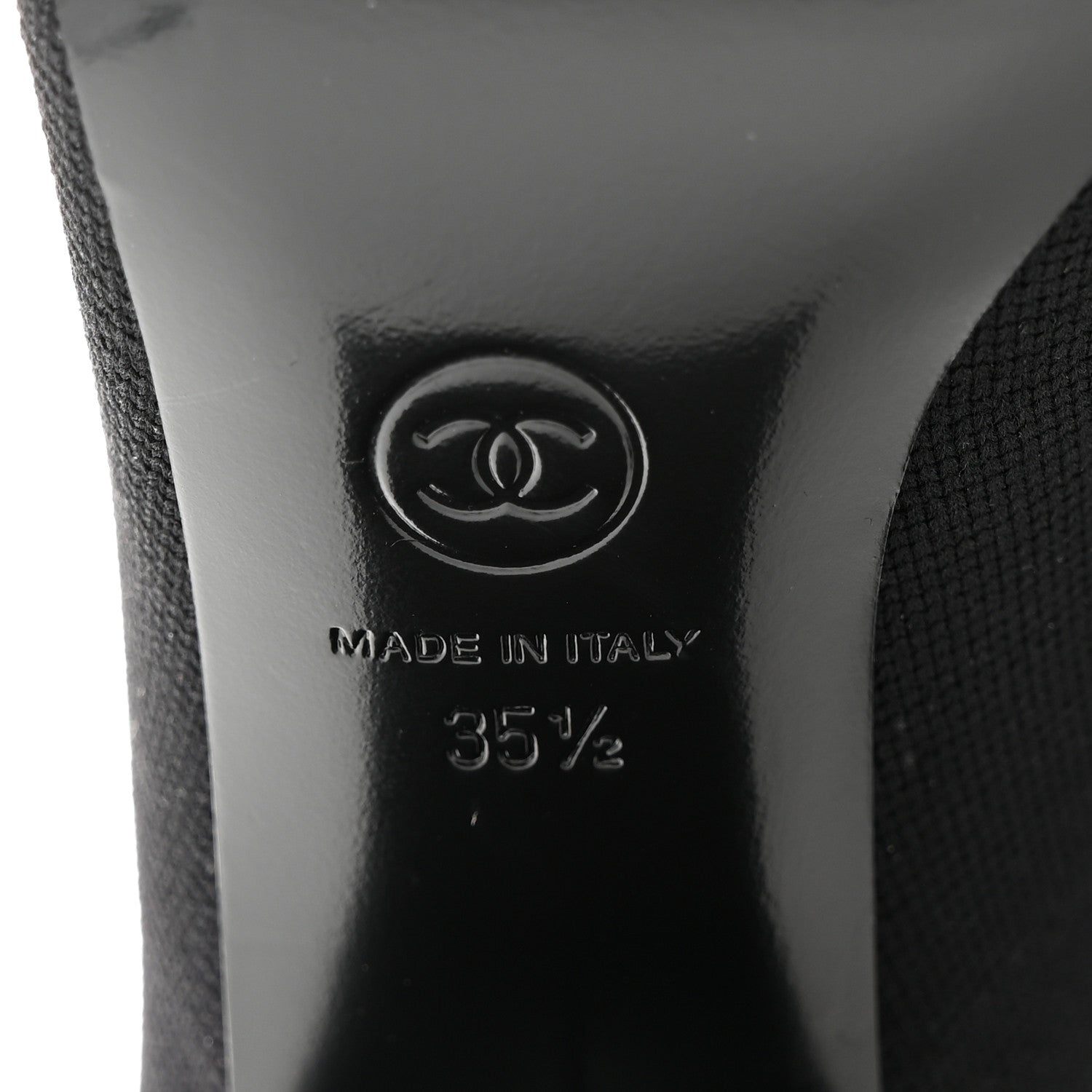 Chanel Patent Knit Cap Toe CC Sock Boots 35.5 Black 8 of 8