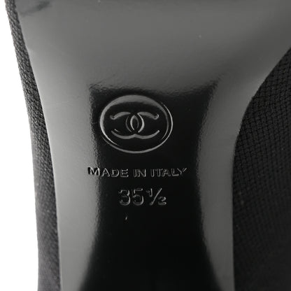 Chanel Patent Knit Cap Toe CC Sock Boots 35.5 Black 8 of 8