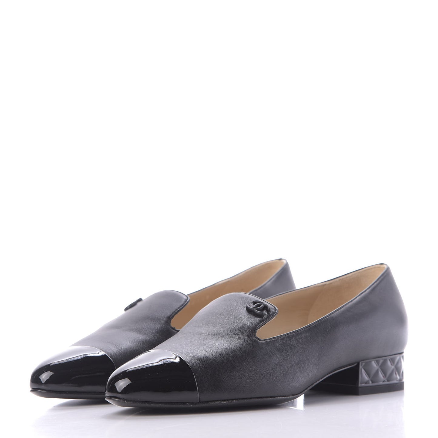 Lambskin Patent CC Cap Toe Mocassin Loafer 36 Black