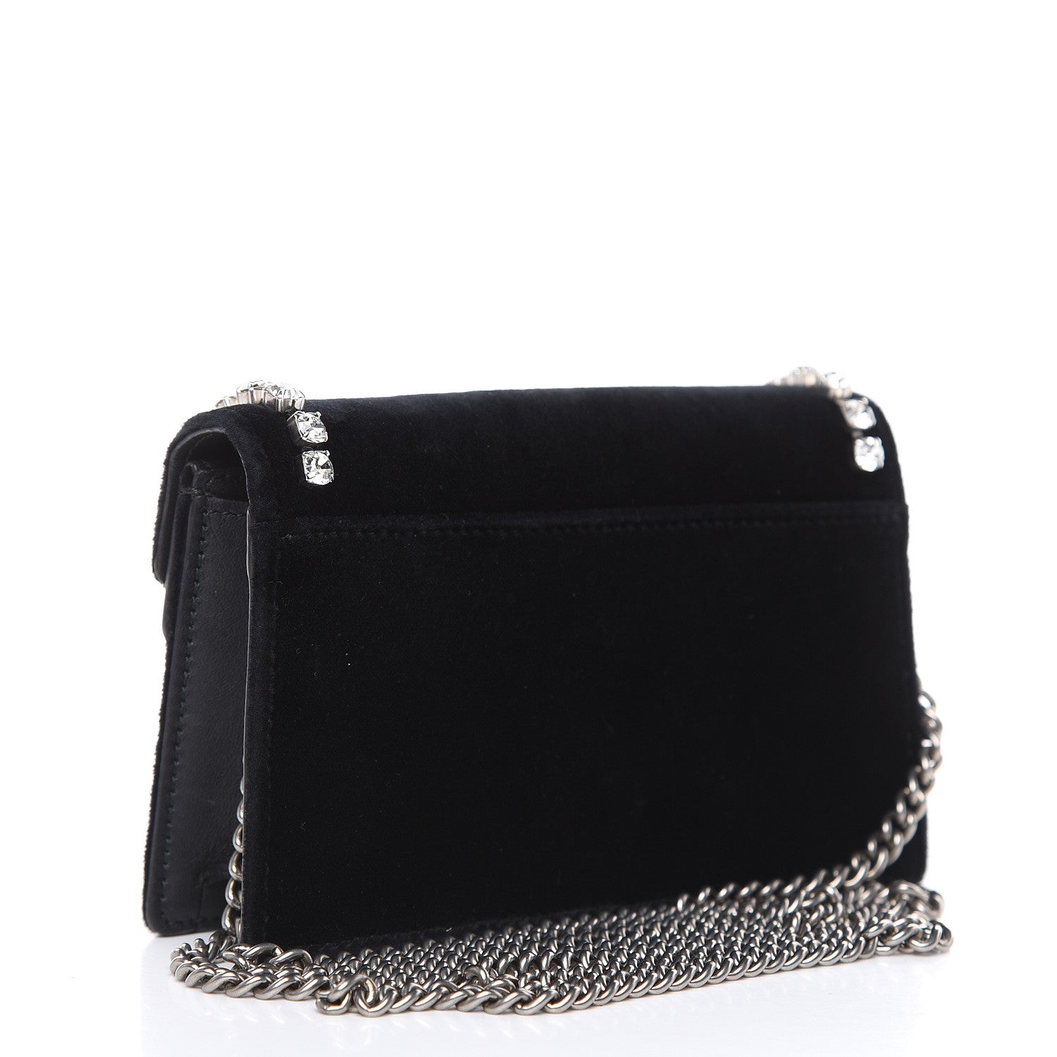 Gucci Velvet Crystal Super Mini Dionysus Shoulder Bag Black 3 of 10