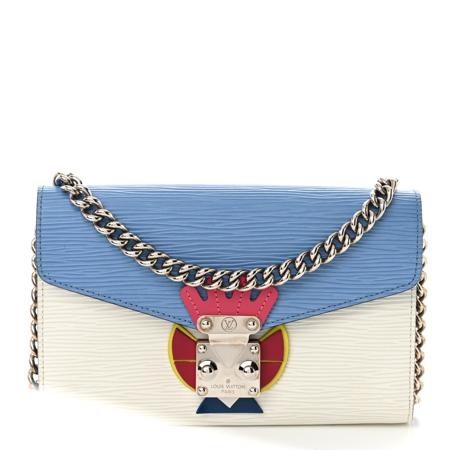 Louis Vuitton Epi Tribal Mask Chain Wallet Blue White 1 of 9