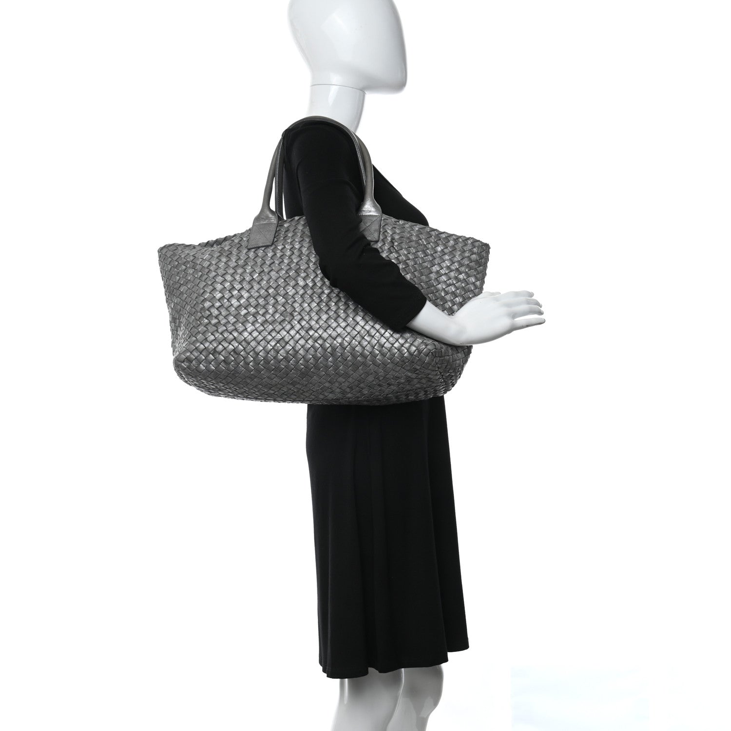 Bottega Veneta Metallic Nappa Intrecciato Medium Moon Cabat Silver 2 of 12