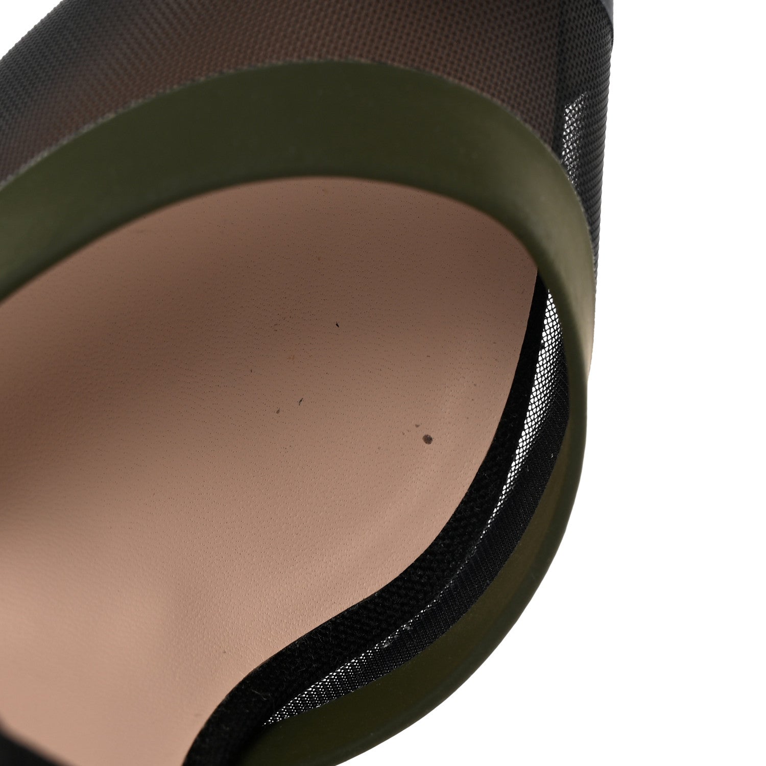 Fendi Technical Mesh Colibri High Heel Slingback Pumps 37 Black Verde Military 9 of 13