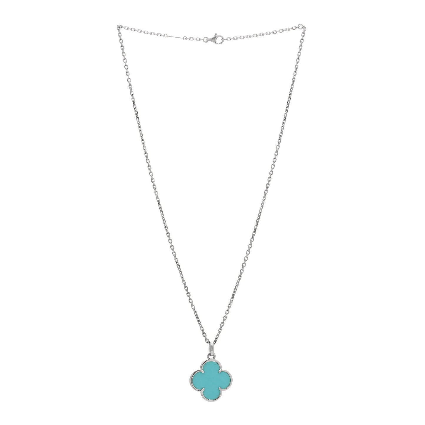 18K White Gold Turquoise Magic Alhambra Necklace