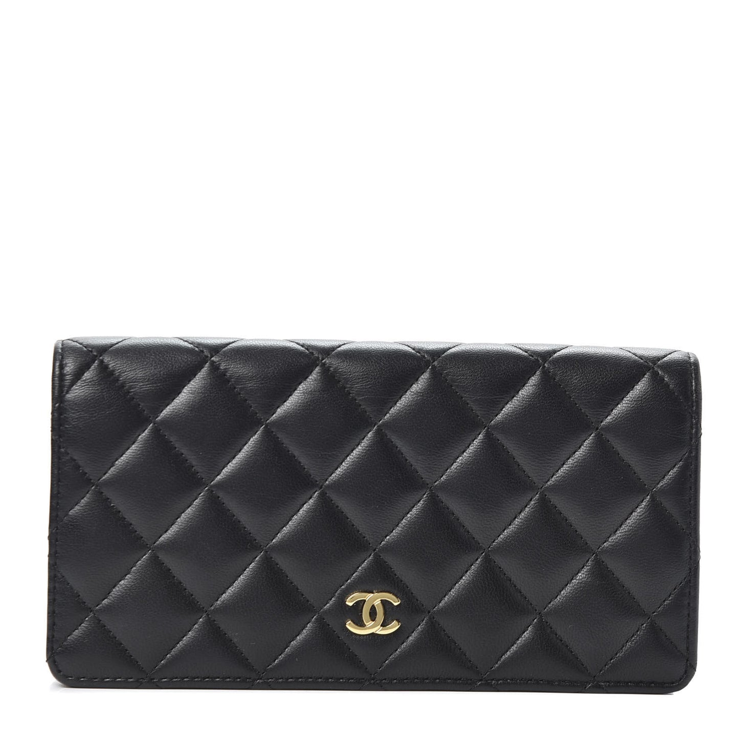Lambskin Quilted Yen Wallet Black