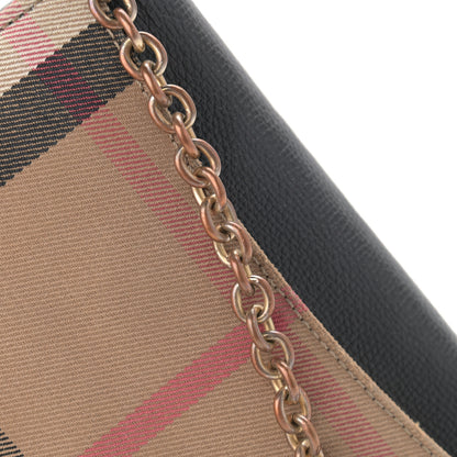 Burberry Derby Calfskin House Check Wallet On Chain Black 12 of 16