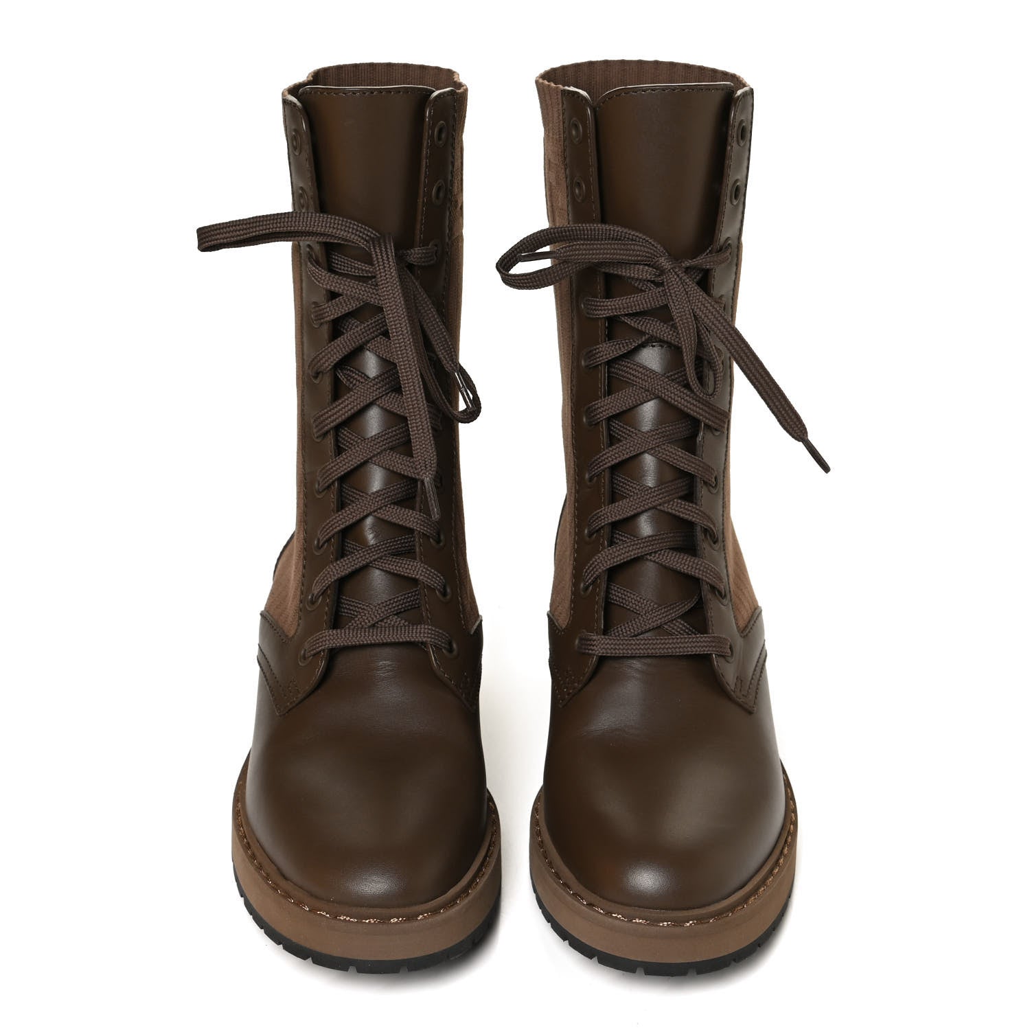 Fendi Vitello Stretch Fabric Rockoko Biker Boots 39 Maya Chocolate 5 of 11