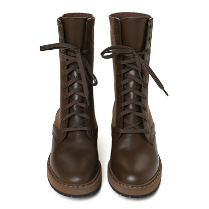 Fendi Vitello Stretch Fabric Rockoko Biker Boots 39 Maya Chocolate 5 of 11