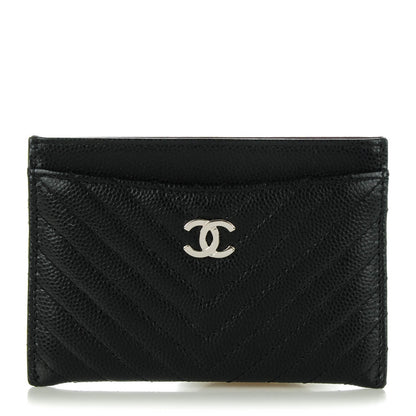 Chanel Caviar Chevron Quilted Card Holder Black 1 of 8