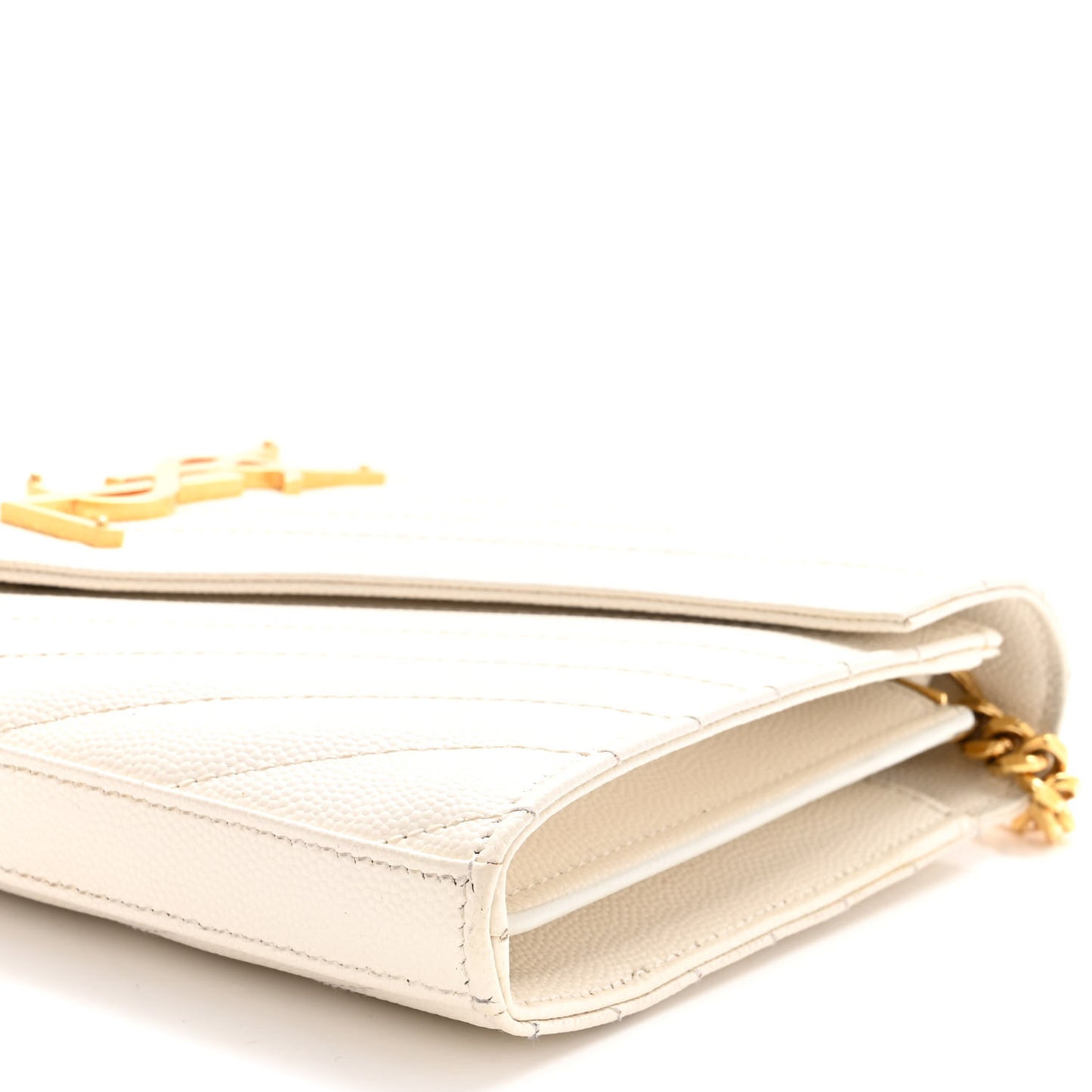 Grain De Poudre Matelasse Chevron Monogram Chain Wallet Crema Soft